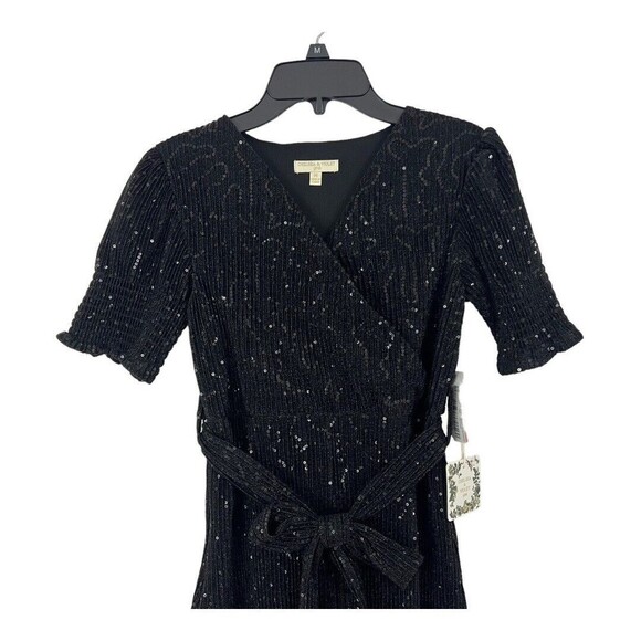 Chelsea & Violet Big Girls Size M Short Puff Sleeve Sequin Embellished Jumpsuit - Picture 2 of 4